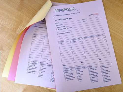 Job Safety Analysis Forms – Custom Printed by G Force Printing