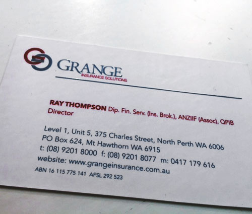 Offset Printed Business Cards - Gloss Spot - G Force Printing Perth