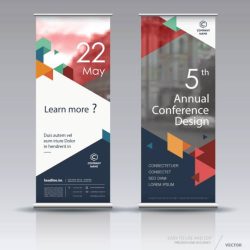 Vertical banner design, brochure, flyer, vertical poster template, vector x-banner and street business flag-banner.